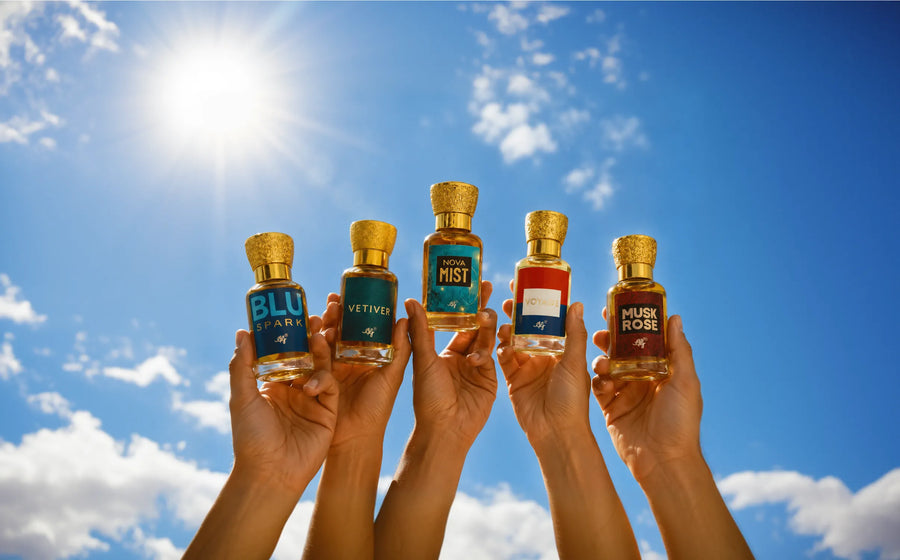 Best summer attar collection by AG Perfumes with citrus, musk, vetiver, and aquatic fragrance notes