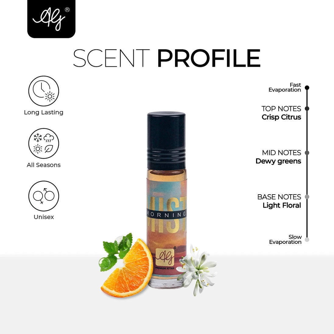 AG Morning Mist Non-Alcoholic 8ML Roll-on Attar for Men & Women
