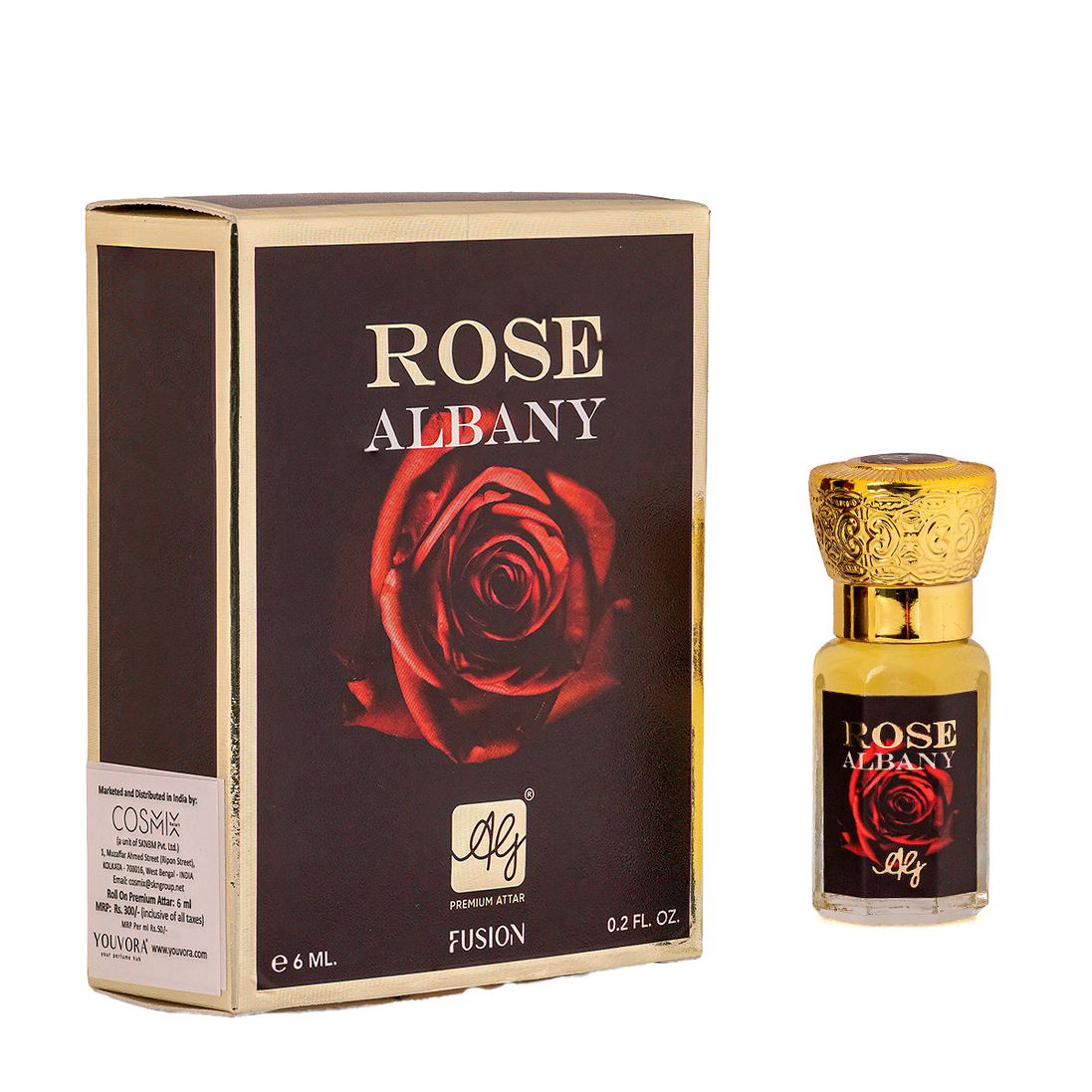 AG Rose Albany Non-Alcoholic 6ML Roll-on Attar for Men & Women