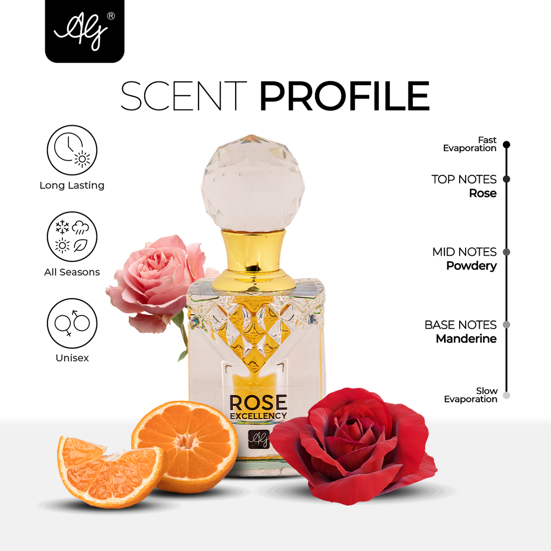 AG Rose Excellency Non-Alcoholic 6ML Dip Stick Attar for Men & Women
