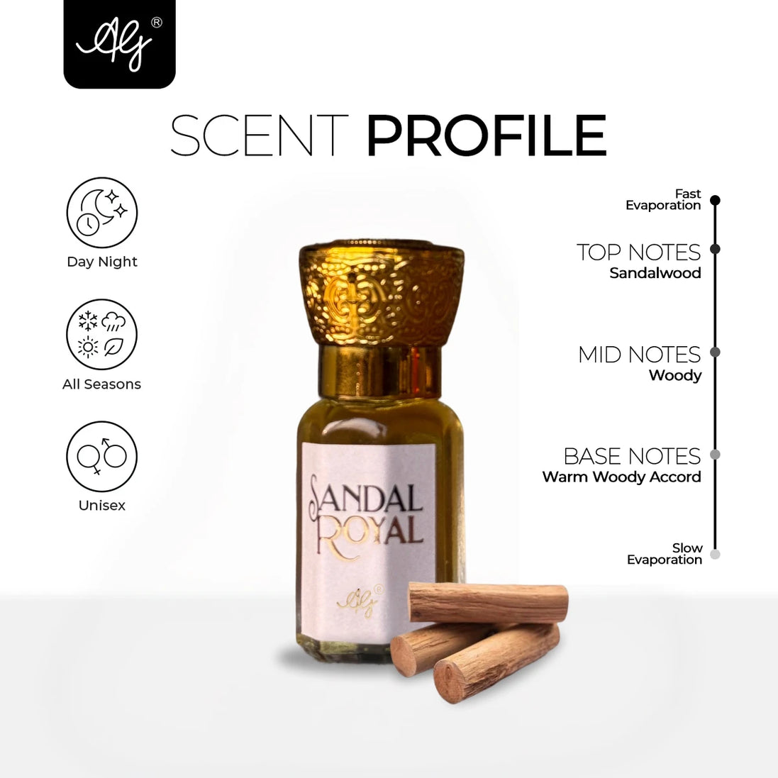Elegant Sandal Royal Natural Attar Fragrance – AG Perfumes